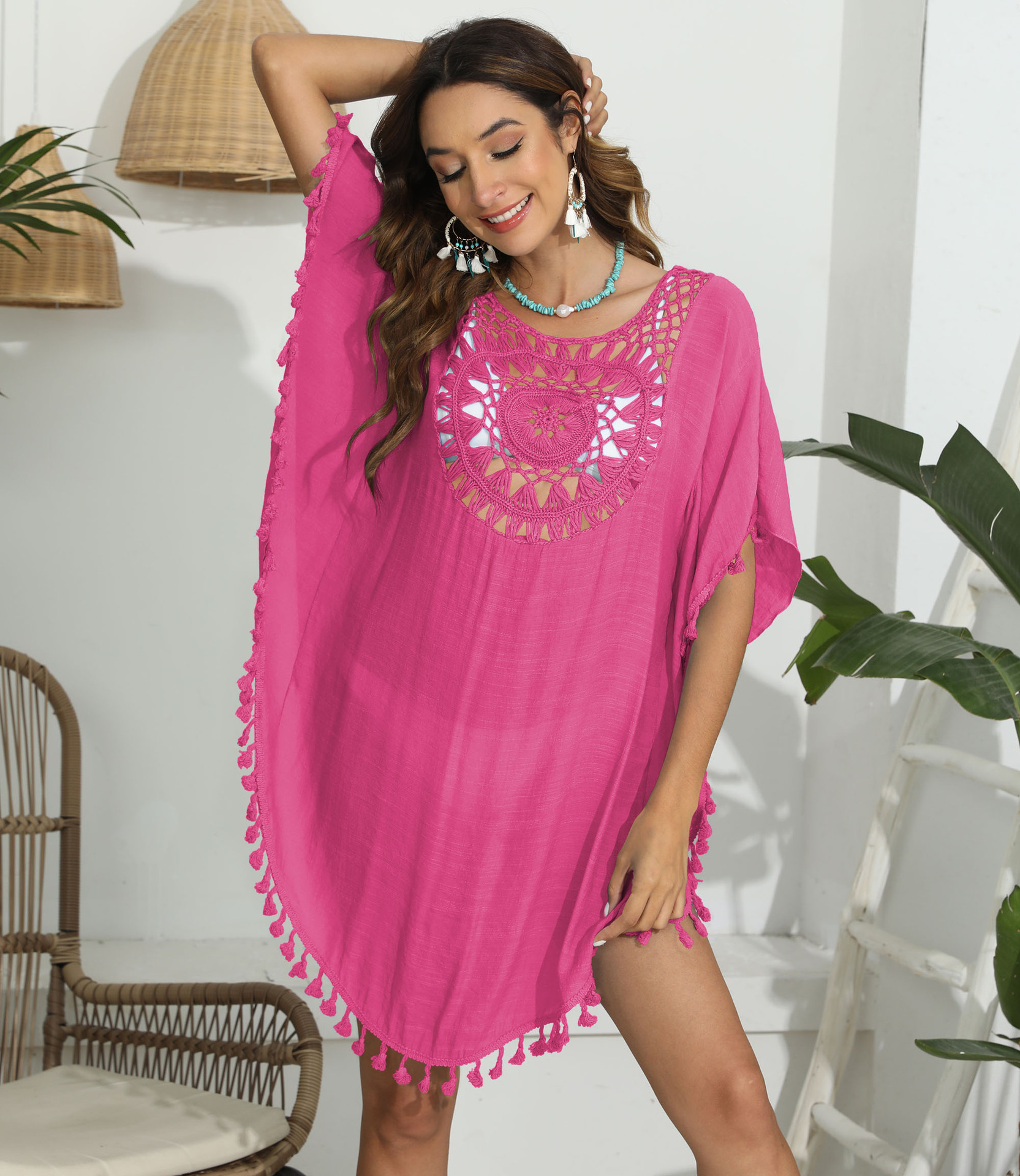 Женская Boho Beach Cover Up Повседневный летний купальник Кафтан